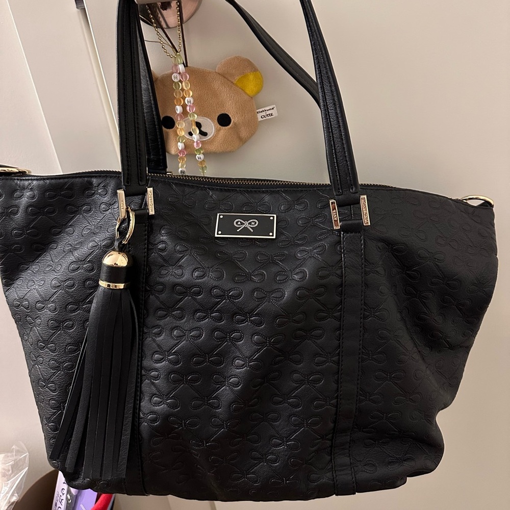 Authentic like new Anya hindmarch black leather tote two way